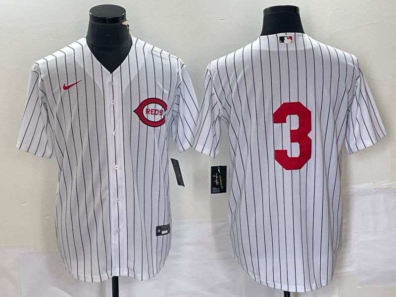 Men Cincinnati Reds #3 No Name White Nike Throwback MLB Jersey->tennessee titans->NFL Jersey